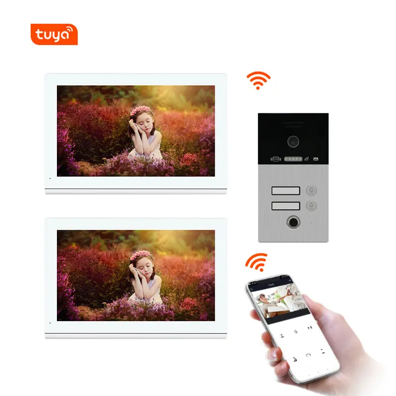 WiFi Video Door Phone with fingerprint unlock for 1/2/3/4 apartments